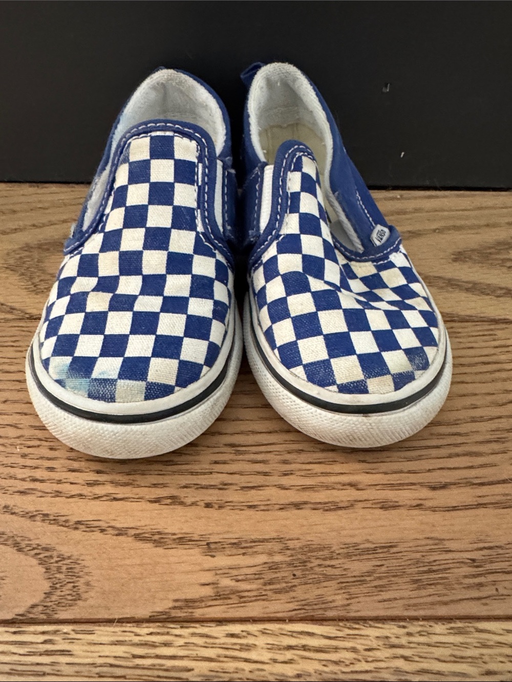 Vans Kids Slip-On Checkerboard Sneakers - Blue and White